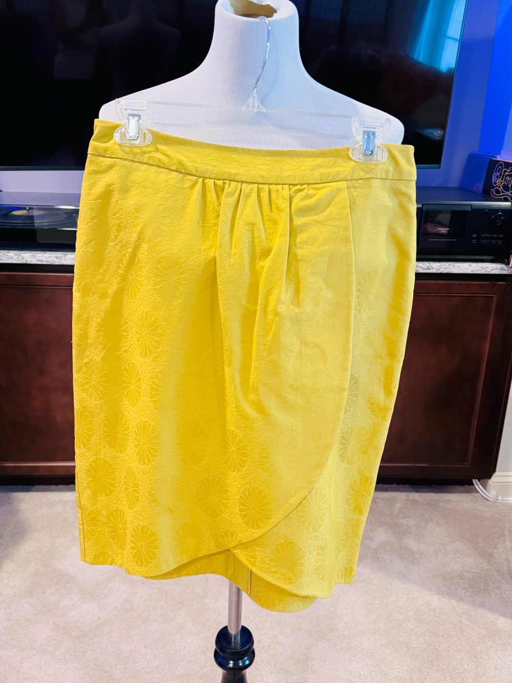 Edme and Esyllte Yellow-Green Floral Jacquard Skirt